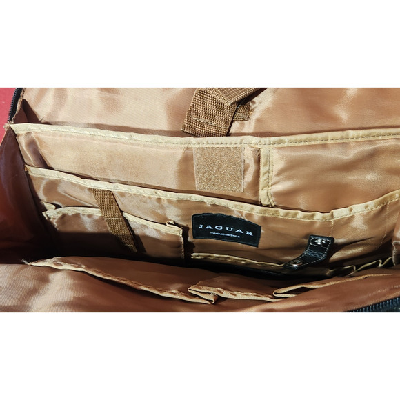 Vintage BLACK Jaguar Leather Briefcase Bag w/ Clean Interior - Picture 3 of 8